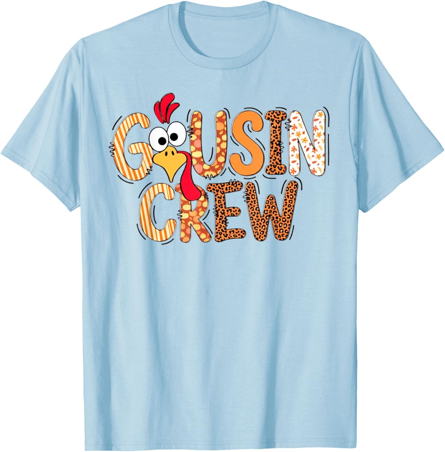 Funny Cousin Crew Thanksgiving Turkey Matching Family T-Shirt - T-Shirt | Light Blue