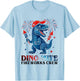 Dino-Mite Fireworks Crew Dinosaur USA Flag 4th Of July Kids T-Shirt - T-Shirt | Light Blue