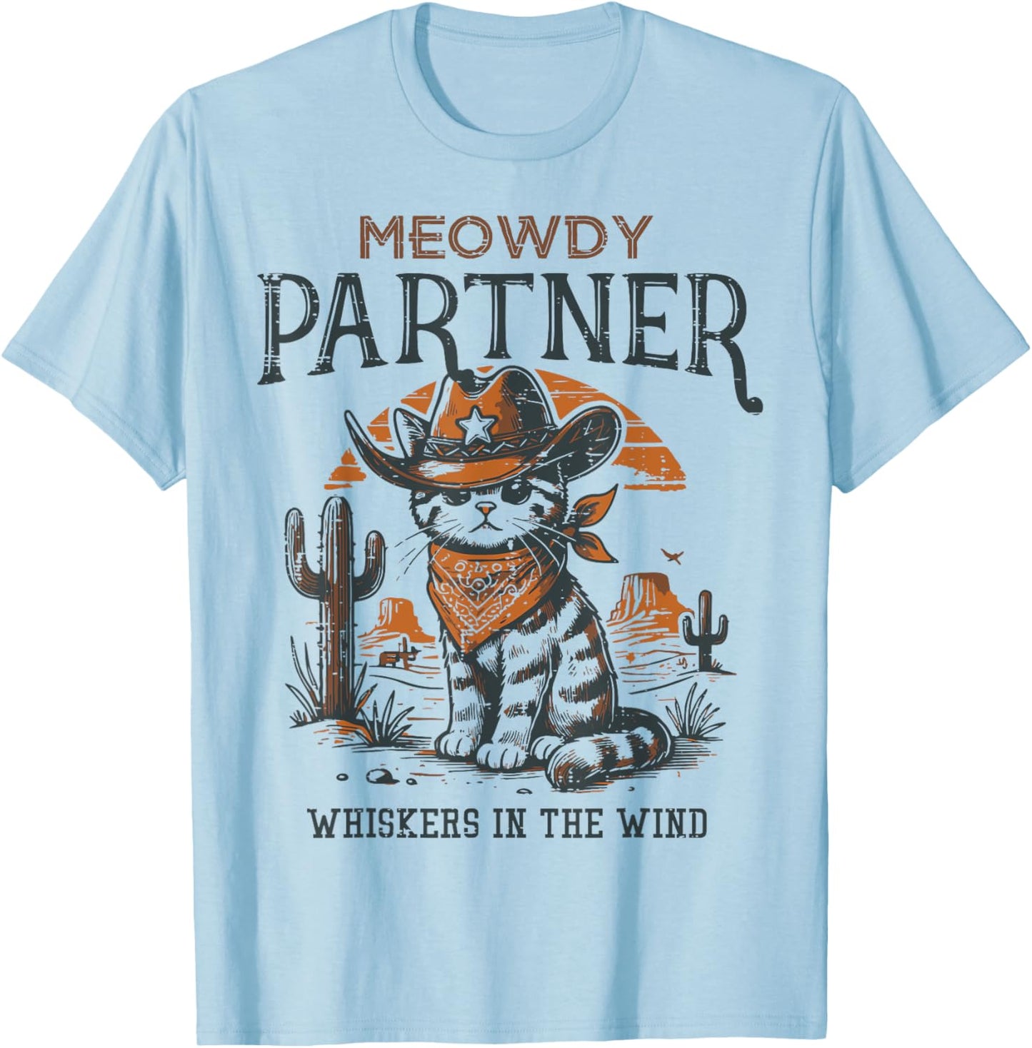 Cowboy Cat Meowdy Partner Vintage Howdy Kitten Women Men Kid T-Shirt - T-Shirt | Light Blue