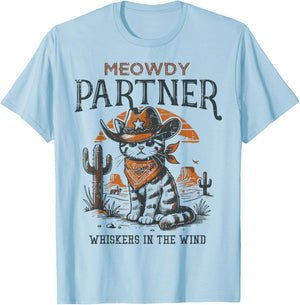 Cowboy Cat Meowdy Partner Vintage Howdy Kitten Women Men Kid T-Shirt - T-Shirt | Light Blue