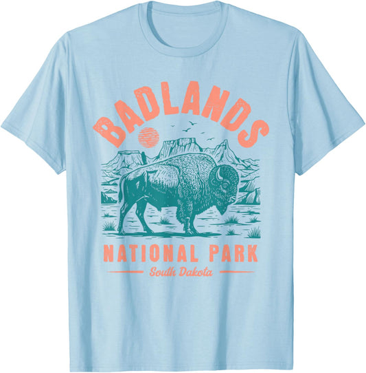 Badlands National Park Wilderness Hiking Camping Adventure T-Shirt - T-Shirt | Light Blue