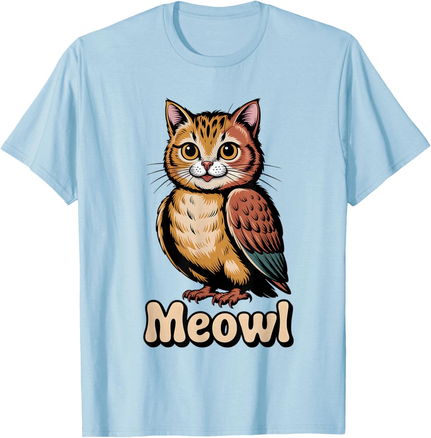 Meowl Cat Owl Hybrid Meme Gen Alpha T-Shirt - T-Shirt | Light Blue