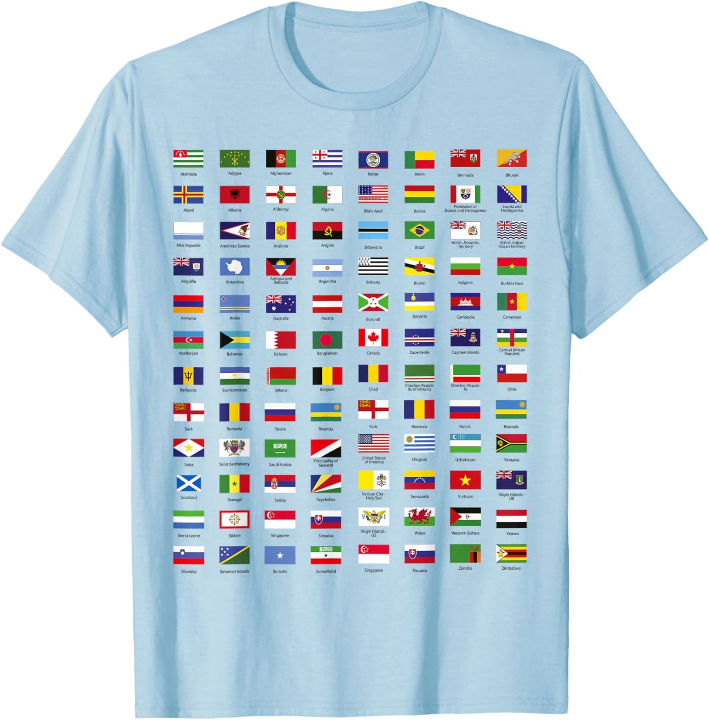 All Countries Flags of The World 287 Flag International T-Shirt - T-Shirt | Light Blue