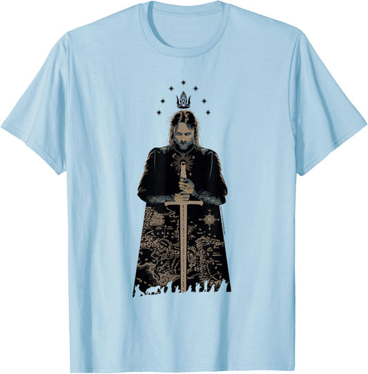 The Lord of the Rings King Aragorn Middle Earth Map T-Shirt - T-Shirt | Light Blue