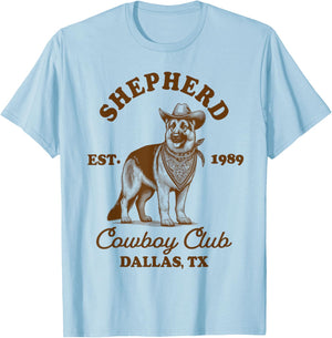 German Shepherd Mom Western Howdy Shepherd Cowboys Club T-Shirt - T-Shirt | Light Blue