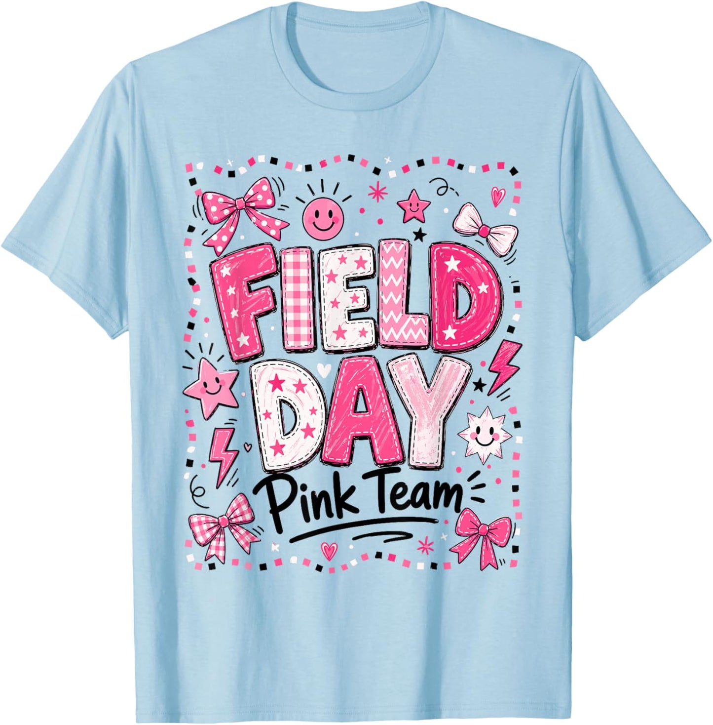 Field Day Pink Team Funny for Kids Teacher Field Day Games T-Shirt - T-Shirt | Light Blue