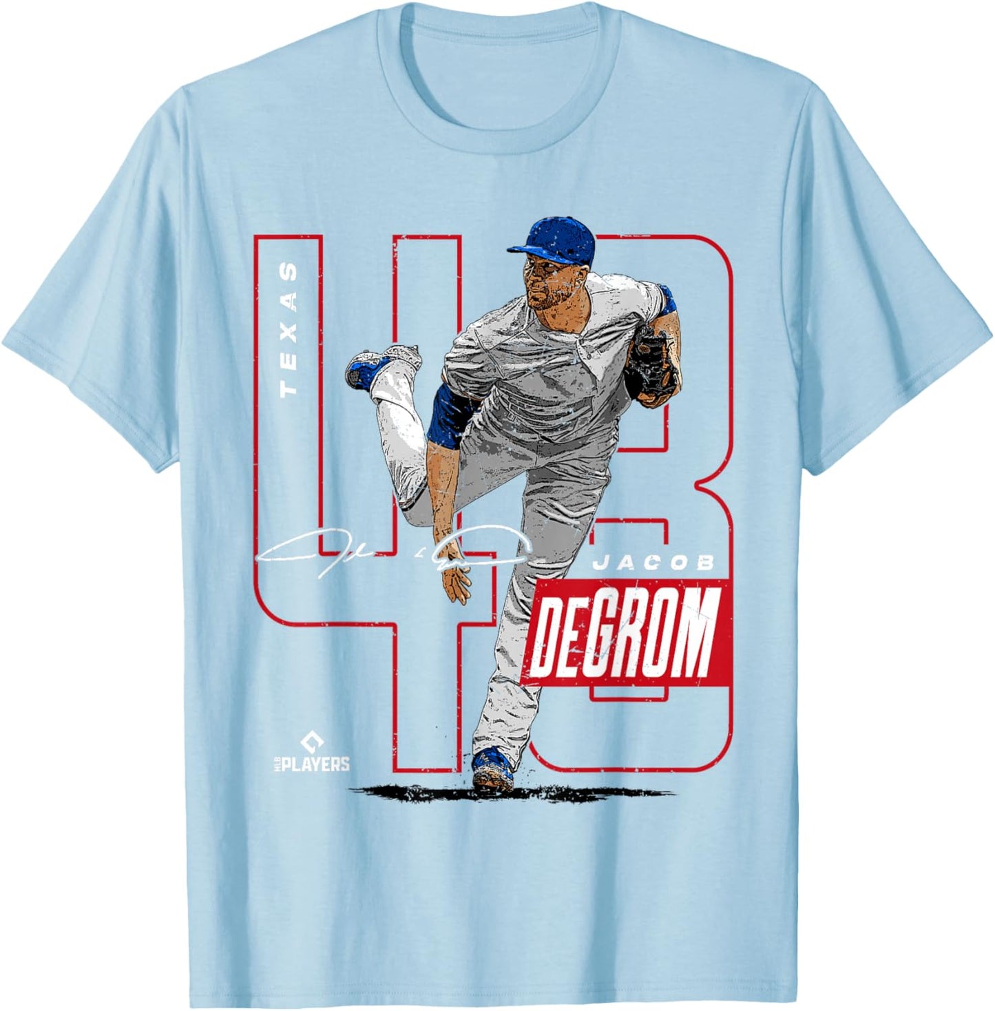 Jacob Degrom | MLB Baseball Players Texas | MLBJDE201M T-Shirt - T-Shirt | Light Blue