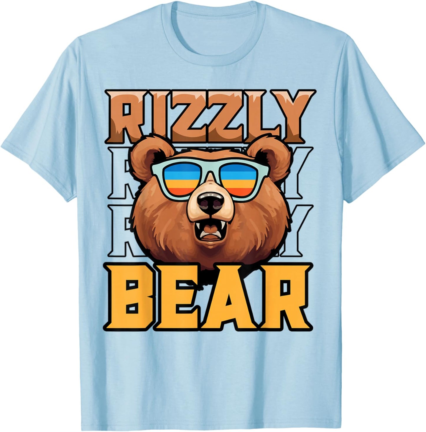 Rizzly Bear Funny Rizz Meme Grizzly Bear Lover T-Shirt - T-Shirt | Light Blue