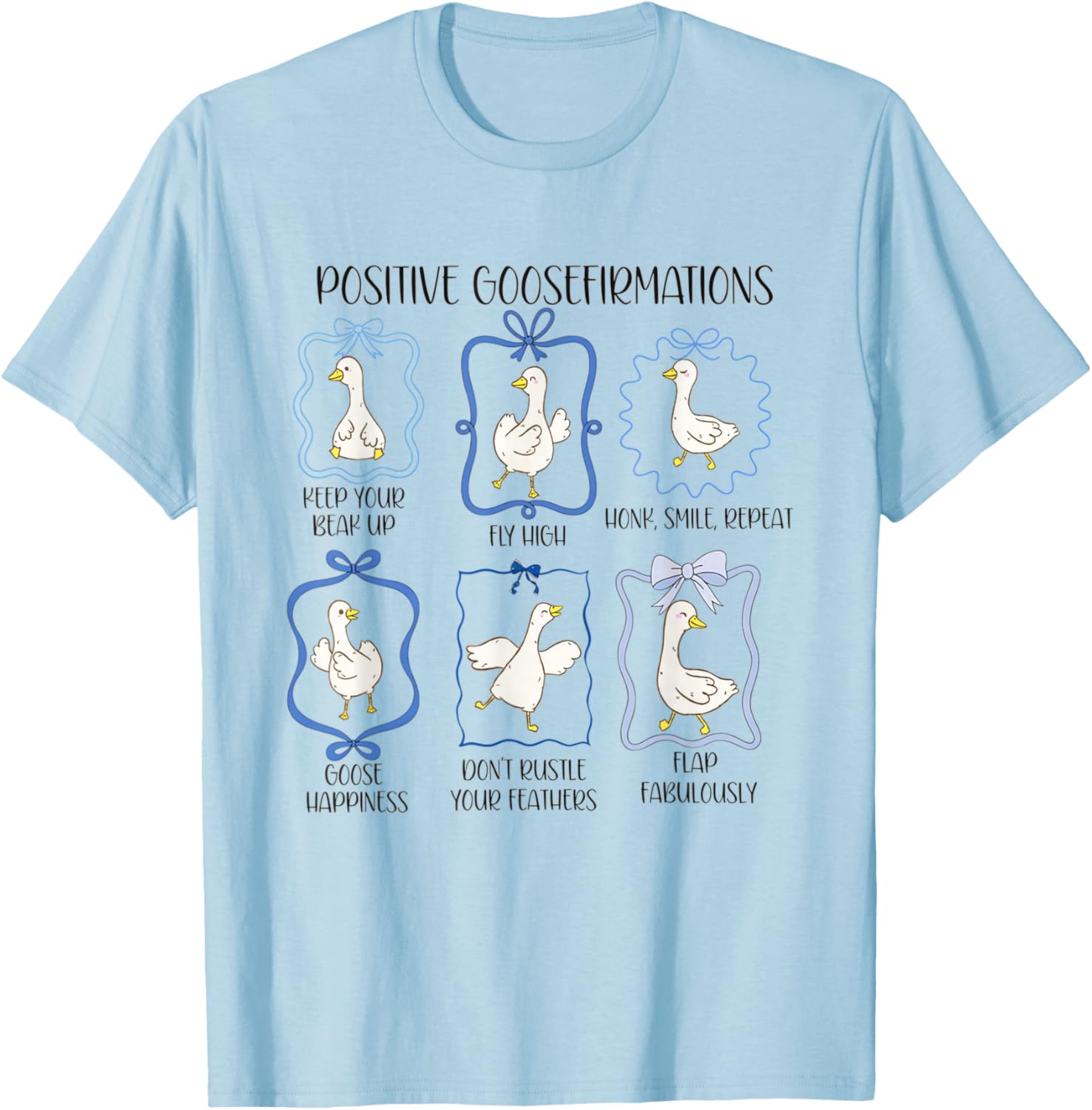 Silly Goose Affirmations Coquette Teacher Therapist Educator T-Shirt - T-Shirt | Light Blue