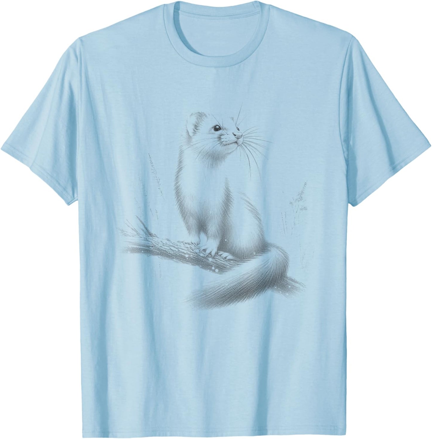 Vintage Weasel Sketch Design T-Shirt - T-Shirt | Light Blue