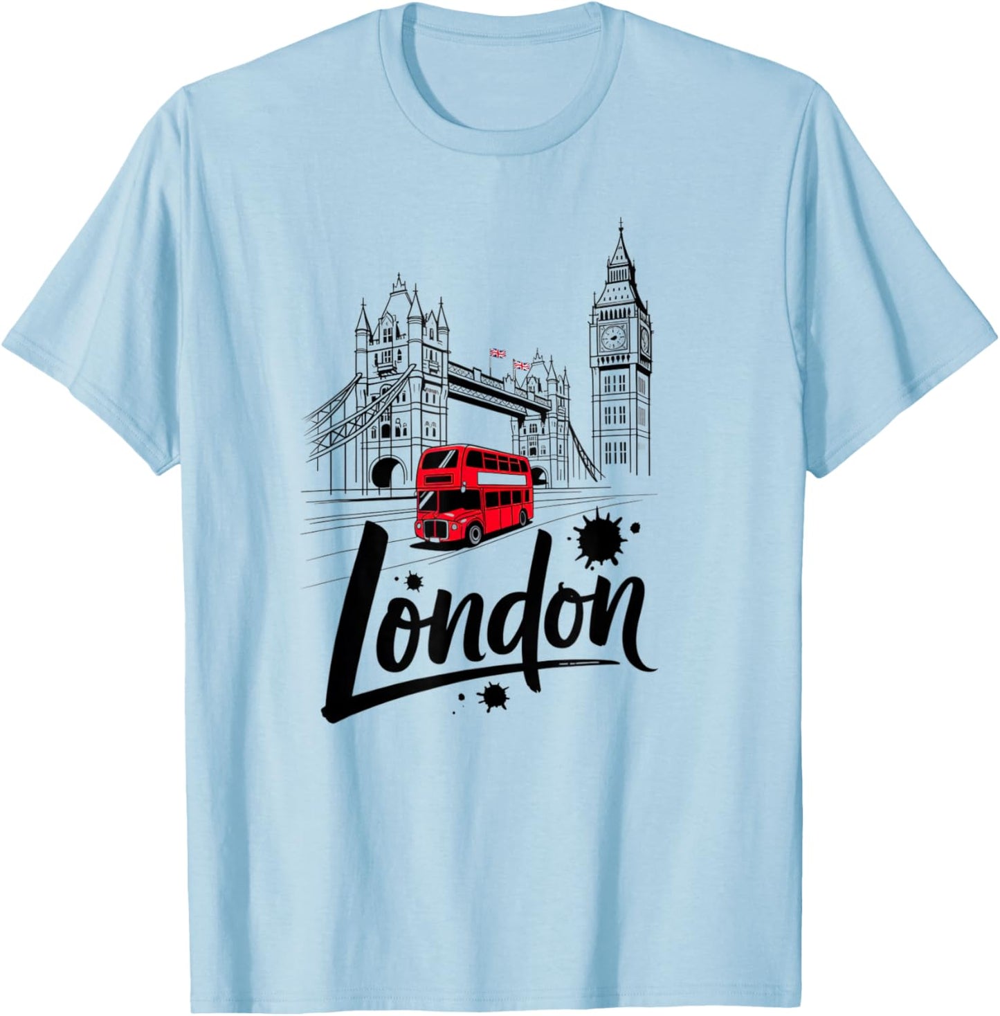Rotes mit Motiv „London Bus Tower Bridge“, Britisches Souvenir T-Shirt - T-Shirt | Light Blue