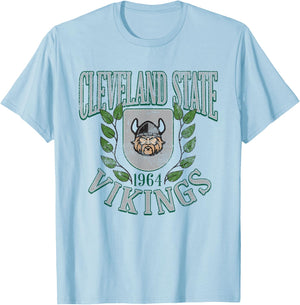 Cleveland State Vikings Retro Shield White T-Shirt - T-Shirt | Light Blue