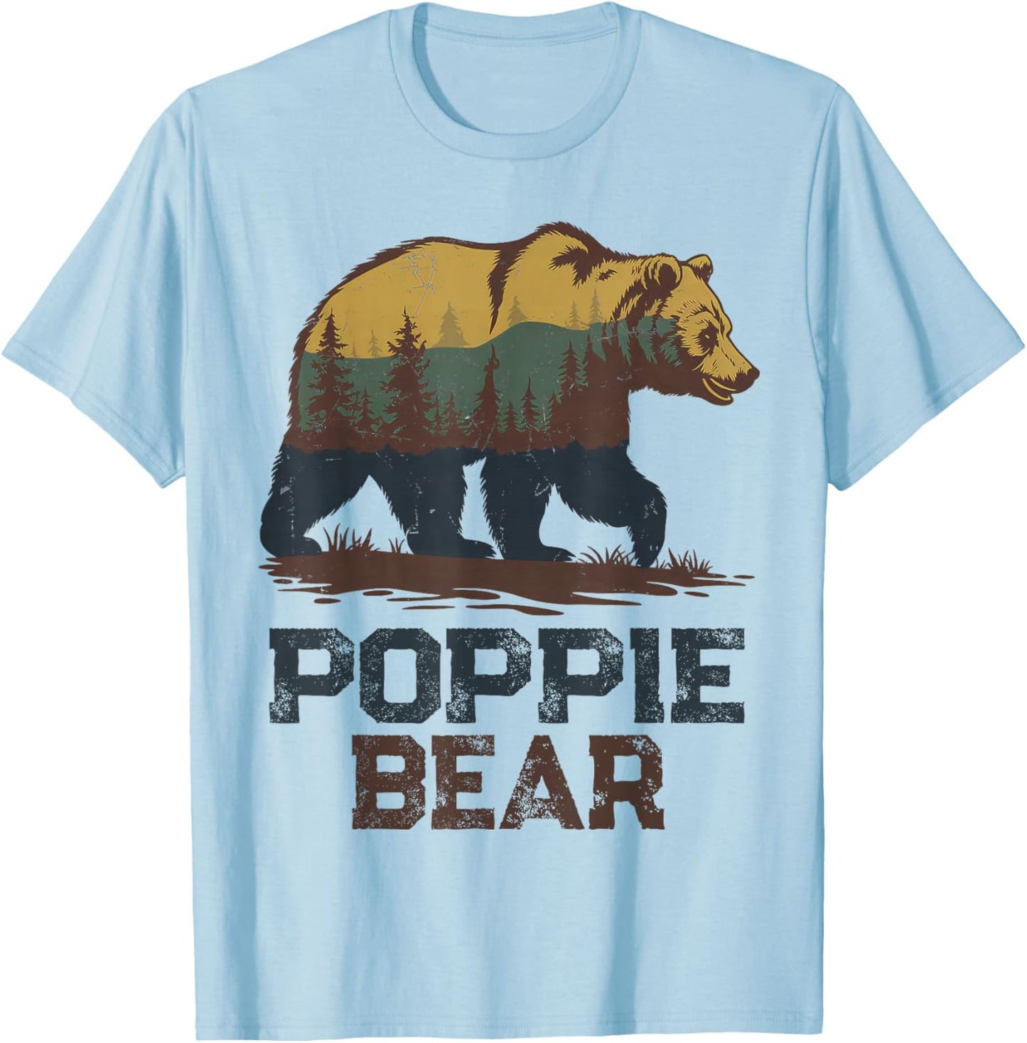 Poppie Bear Father's Day Vintage Birthday Christmas Poppie T-Shirt - T-Shirt | Light Blue