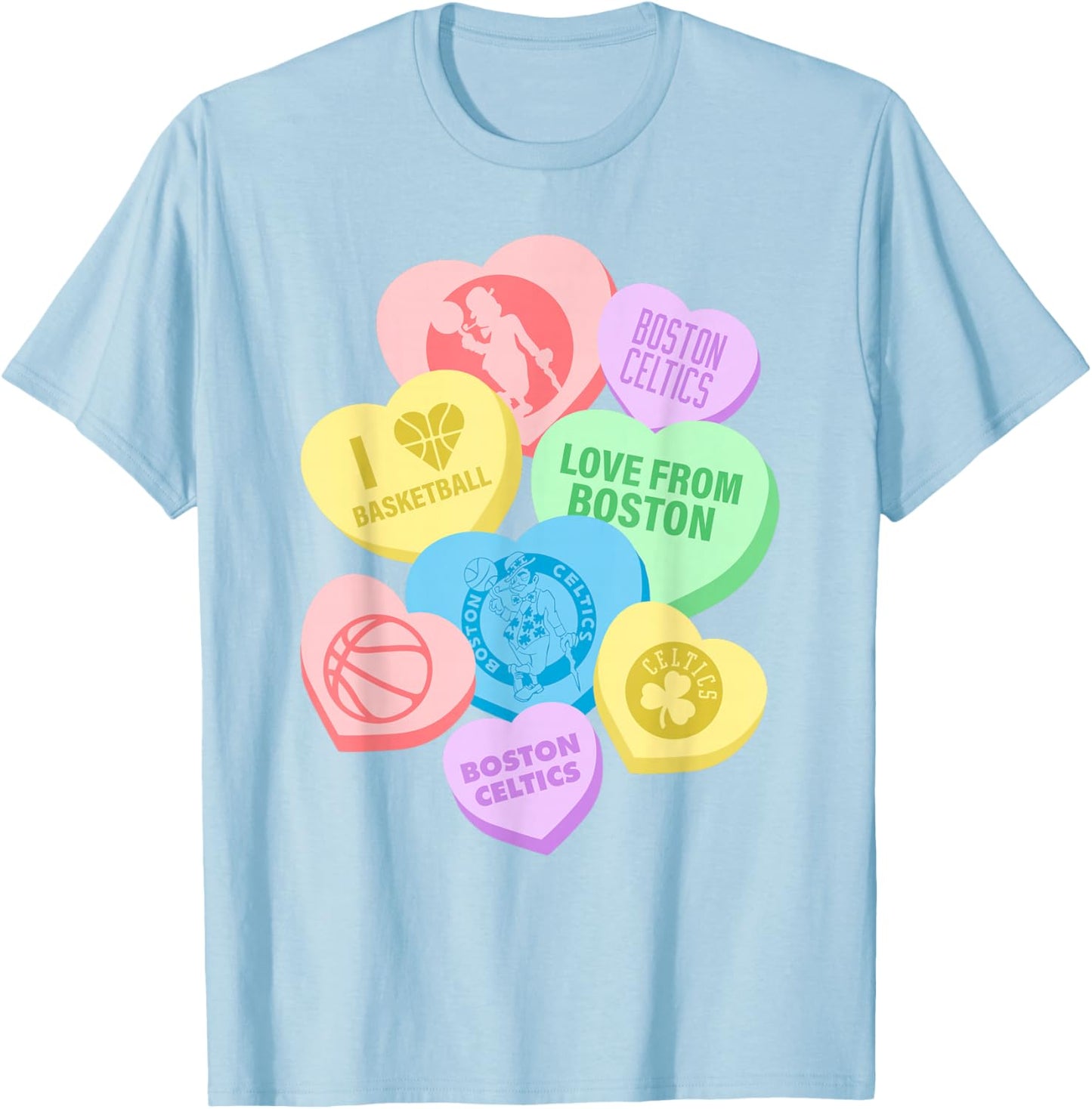 NBA Boston Celtics Valentine's Day Candy Hearts T-Shirt - T-Shirt | Light Blue