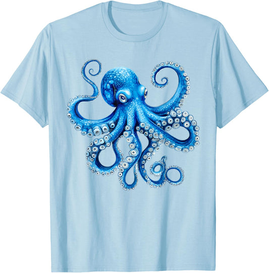 Cool Blue Octopus Sea Ocean Lover,Tentacles Octopus Lover T-Shirt - T-Shirt | Light Blue