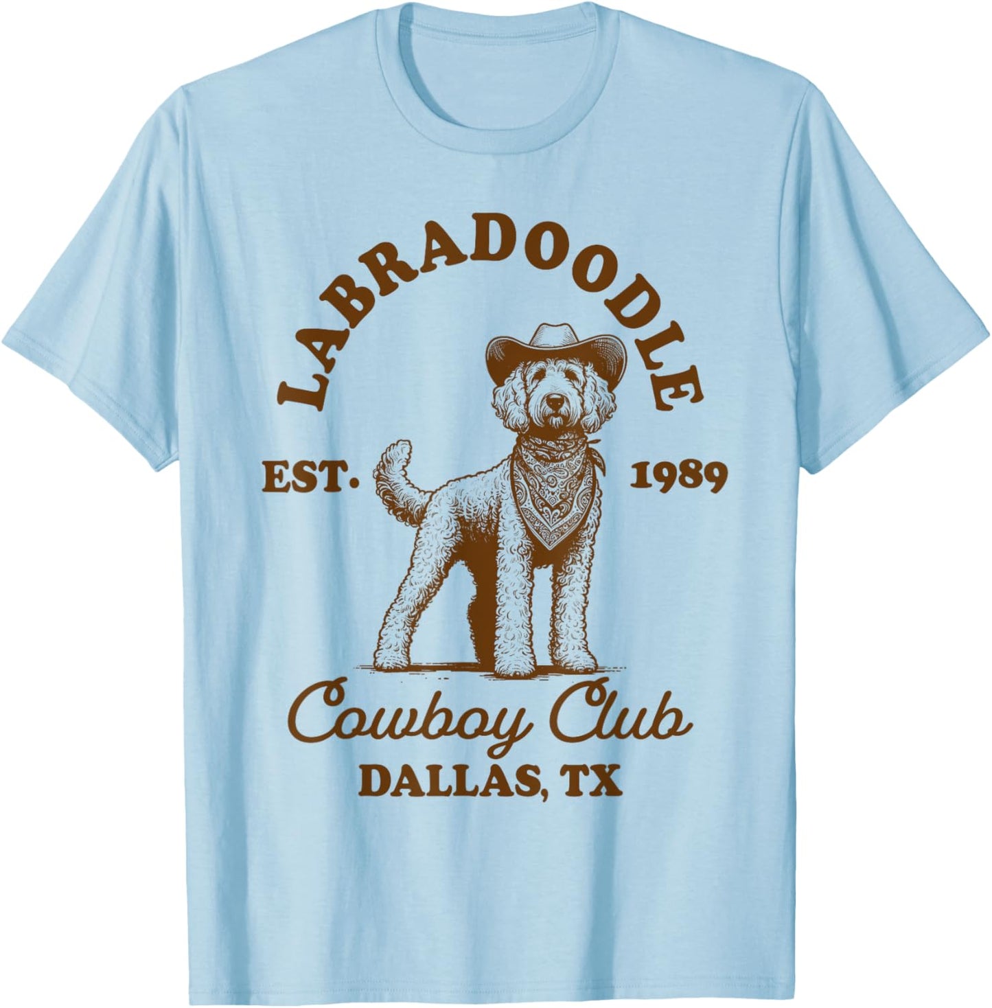 Labradoodle Mom Western Howdy Labradoodle Cowboys Club T-Shirt - T-Shirt | Light Blue