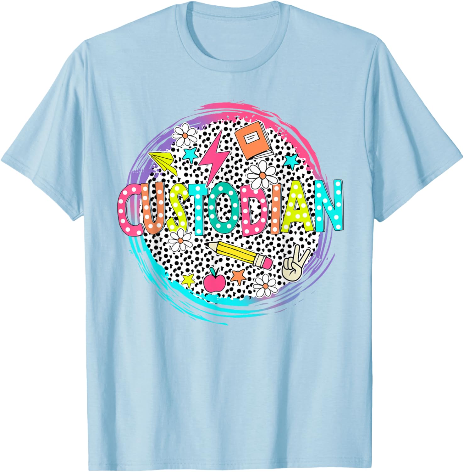 Cute Custodian Shirt First Day of school Back to school gift T-Shirt - T-Shirt | Light Blue