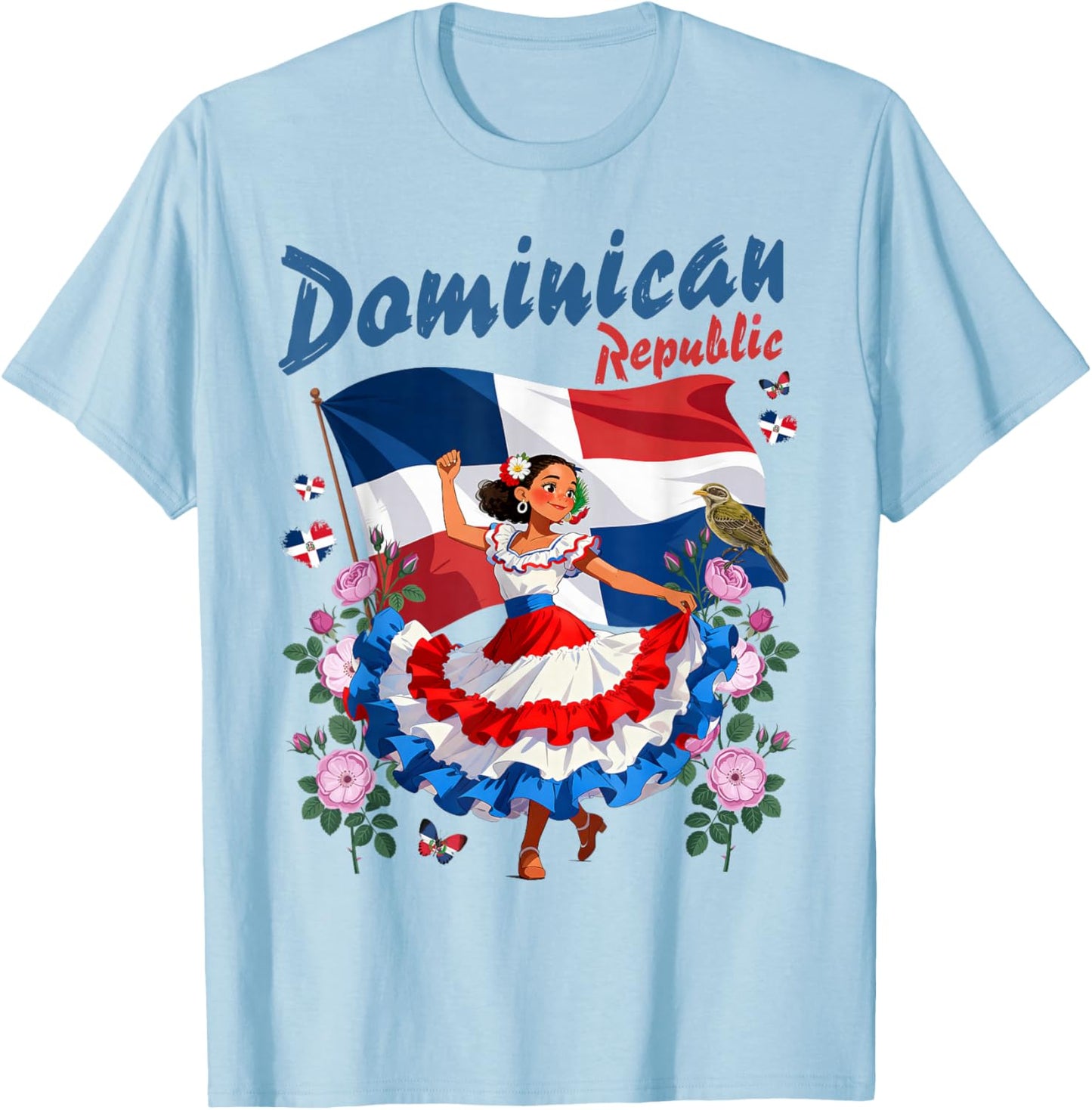 Dominicana Outfit Idea for Kids Dominican Republic Flag T-Shirt - T-Shirt | Light Blue