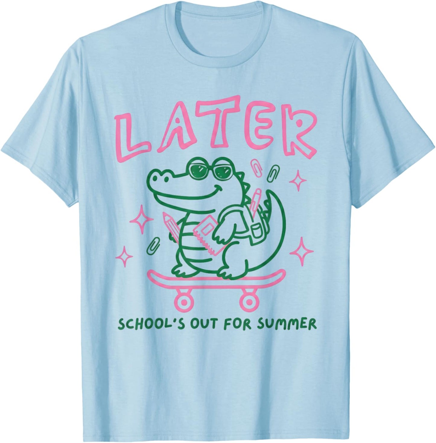 Later School’s Out for Summer Alligator Graphic for Kids T-Shirt - T-Shirt | Light Blue