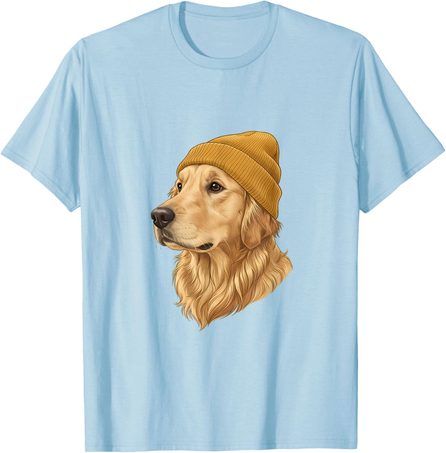 Golden Dog Retriever Yellow Beanie Art T-Shirt - T-Shirt | Light Blue