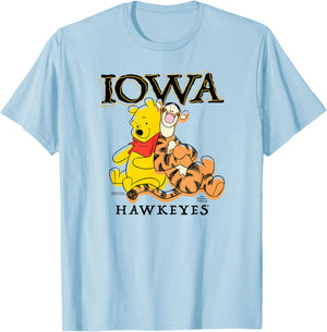 Iowa Hawkeyes Winnie The Pooh and Tigger Gray T-Shirt - T-Shirt | Light Blue