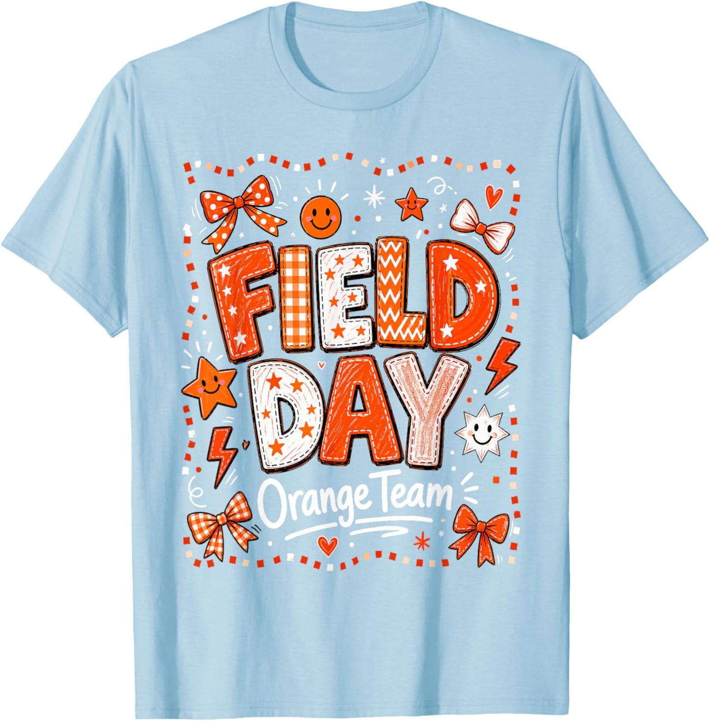 Field Day Orange Team Funny for Kids Teacher Field Day Games T-Shirt - T-Shirt | Light Blue