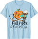 Fall Vibes And CMT Life Pumpkin Leopard Thanksgiving T-Shirt - T-Shirt | Light Blue