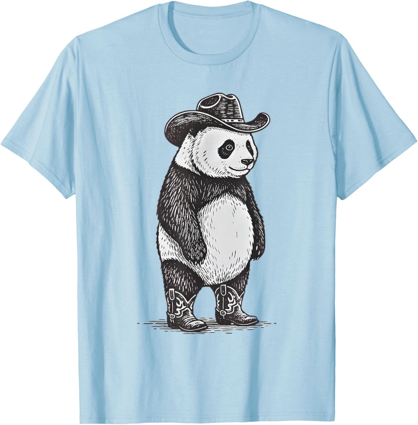 Vintage Panda Cowboy Cowgirl Funny Panda Western Country T-Shirt - T-Shirt | Light Blue