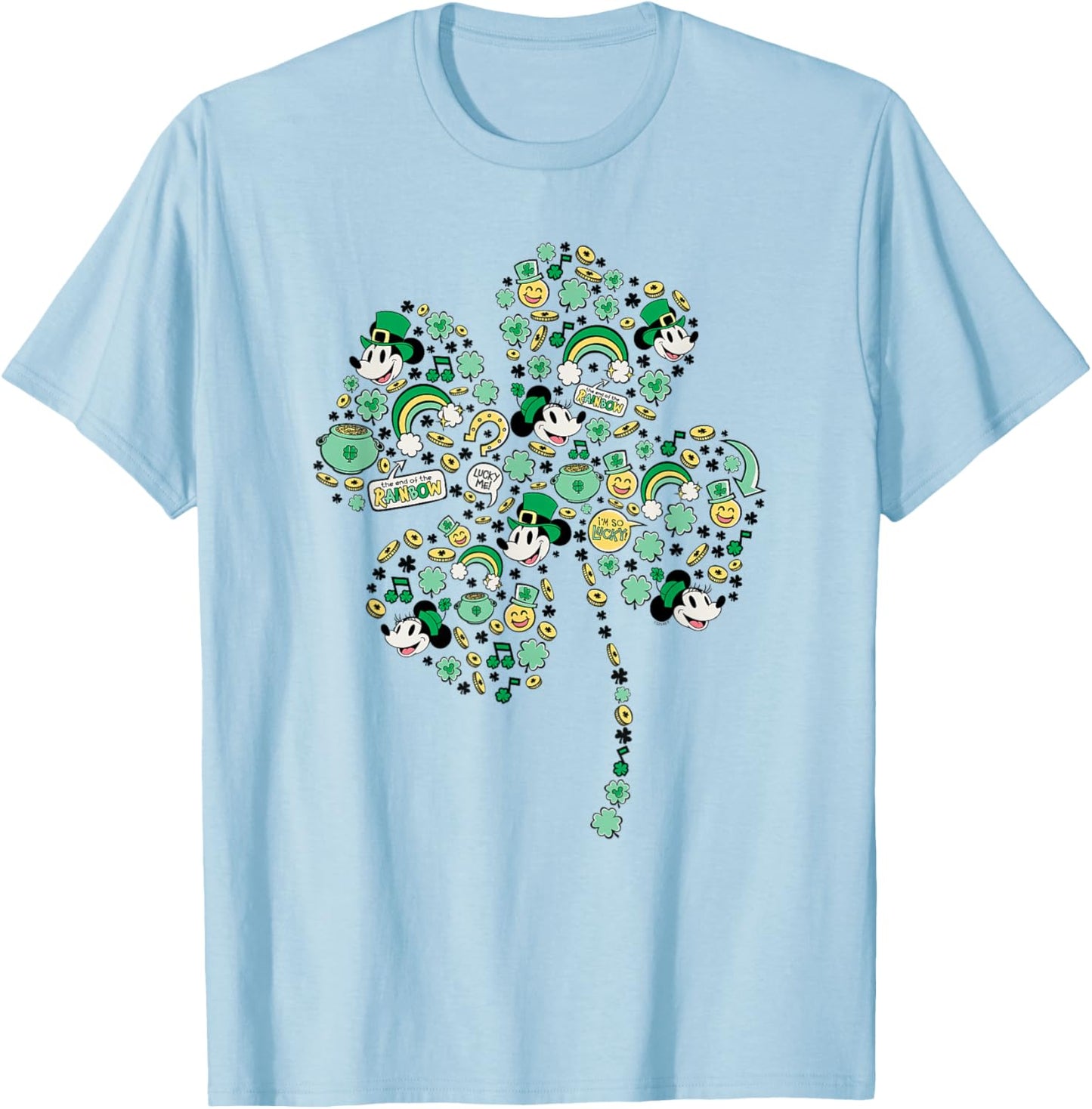Disney Mickey & Minnie St. Patrick's Day Lucky 4-Leaf Clover T-Shirt - T-Shirt | Light Blue