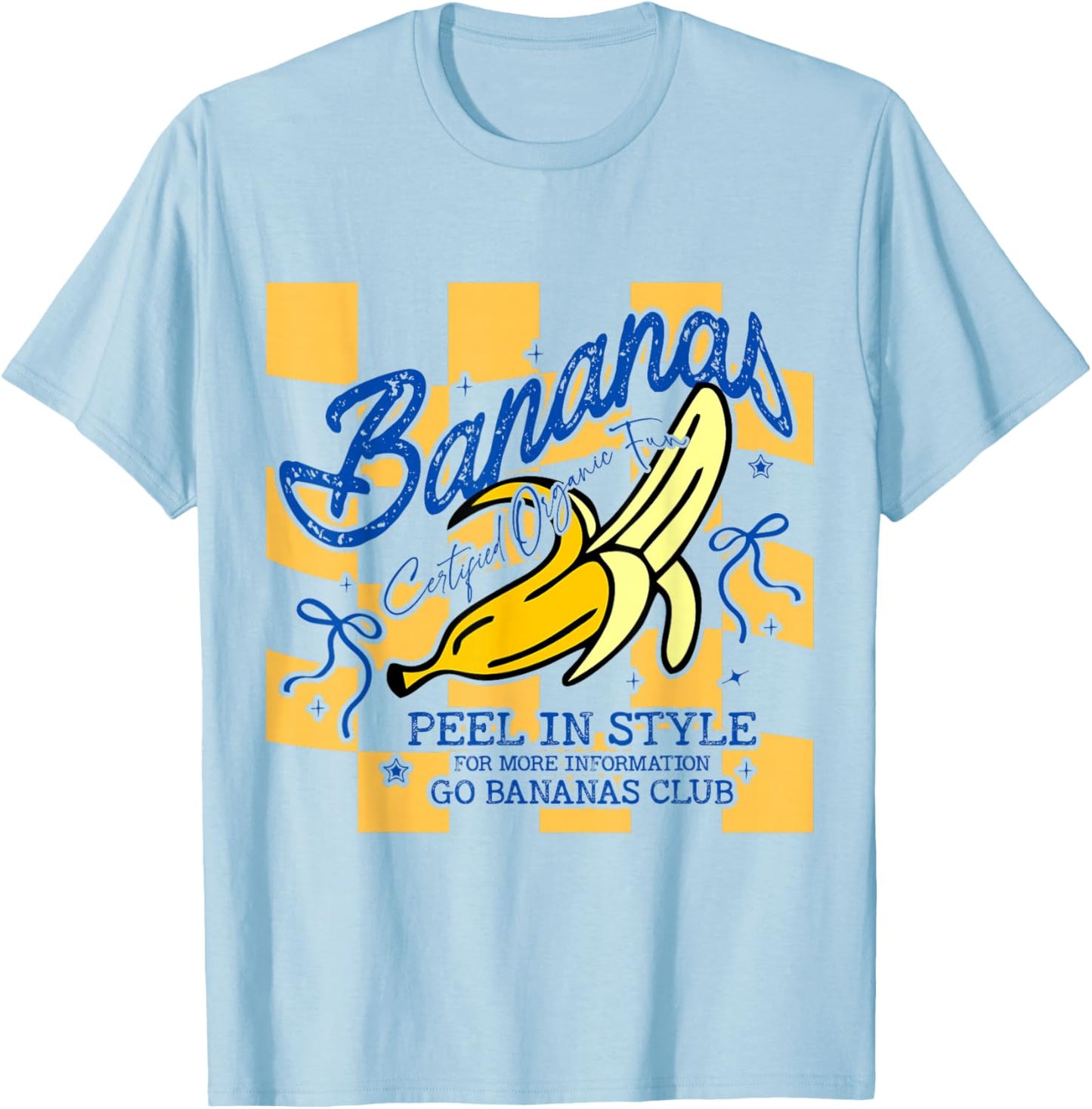 That's Bananas Funny Summer Striped Coquette Preppy T-Shirt - T-Shirt | Light Blue