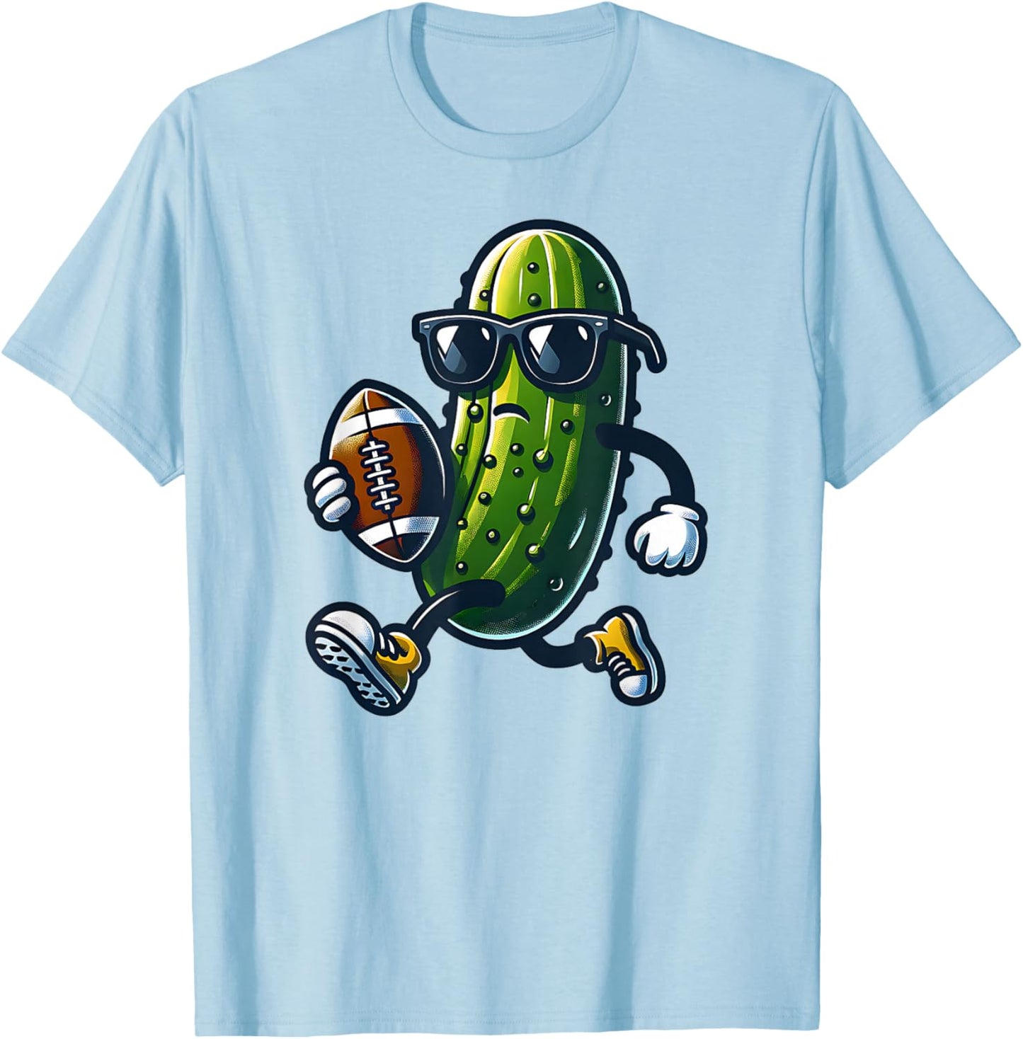 Pickle Playing Football Funny Sports and Humor Trendy Retro T-Shirt - T-Shirt | Light Blue