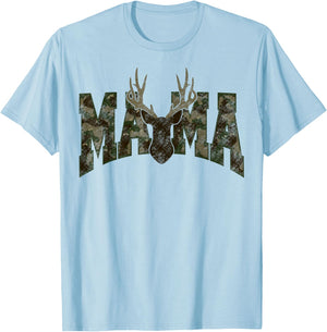 Camo Mama Mom Deer Antler Hunting Season Hunter Wife Women T-Shirt - T-Shirt | Light Blue
