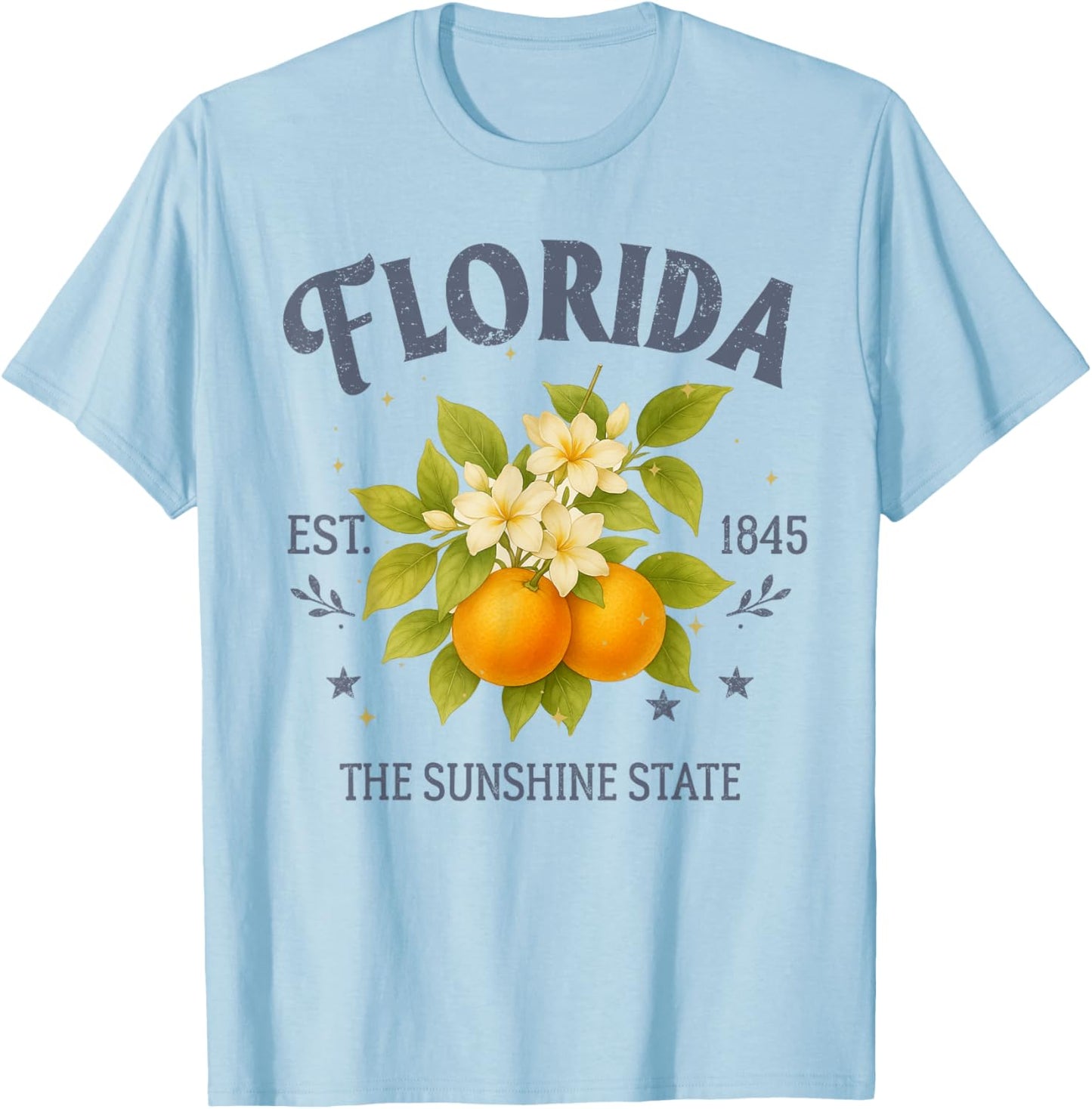 Florida The Sunshine A State Travel Souvenir Orange Blossom T-Shirt - T-Shirt | Light Blue