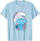 The Smurfs Grouchy Smurf Watercolor Portrait Distressed T-Shirt - T-Shirt | Light Blue