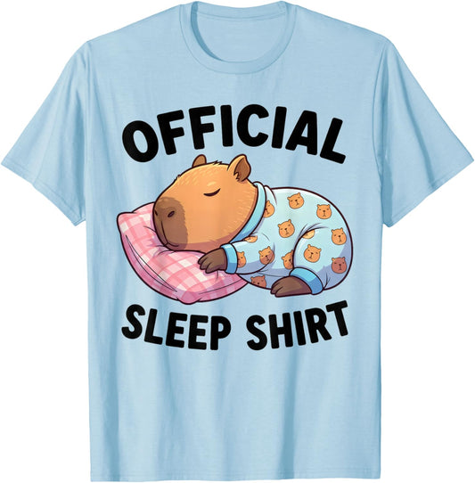Cute Kawaii Sleeping Capybara Official Sleepshirt Nightgown T-Shirt - T-Shirt | Light Blue