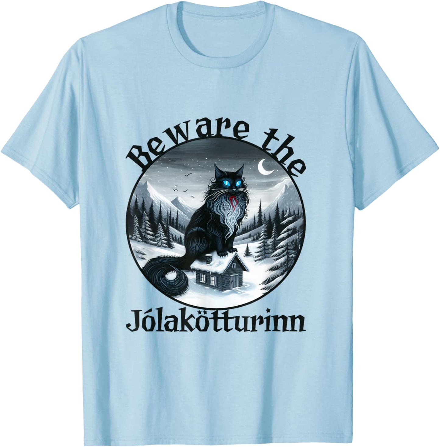 Beware The Jolakotturinn Yule Cat Icelandic Christmas Norse Men Women Kids T-Shirt - T-Shirt | Light Blue