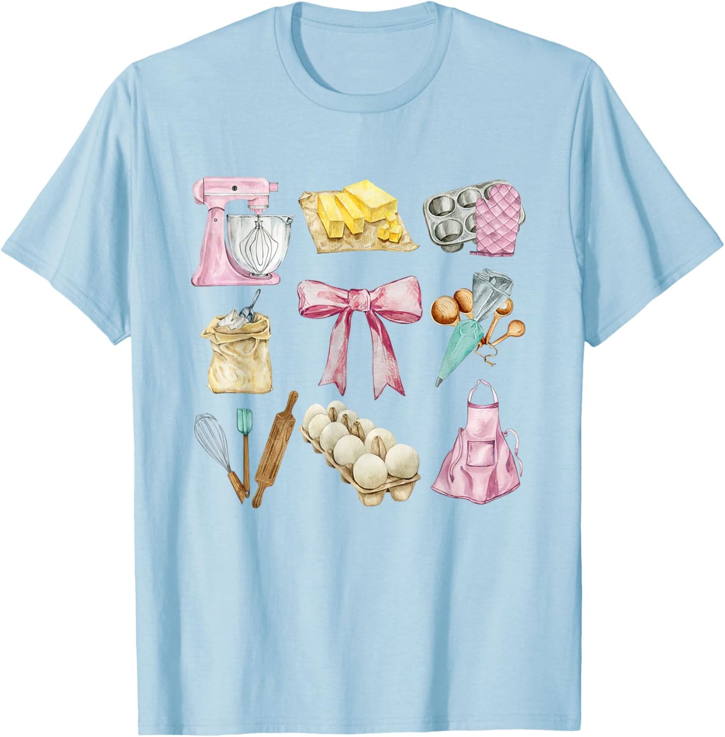 Retro Coquette Baker Aesthetic Bake Lover Baking Women Girls T-Shirt - T-Shirt | Light Blue