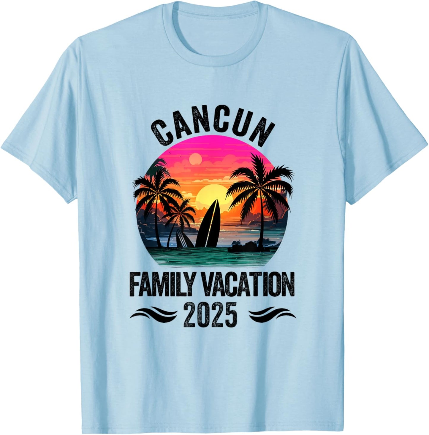 Cancun Family Vacation 2025 Matching Outfits Beach Summer T-Shirt - T-Shirt | Light Blue