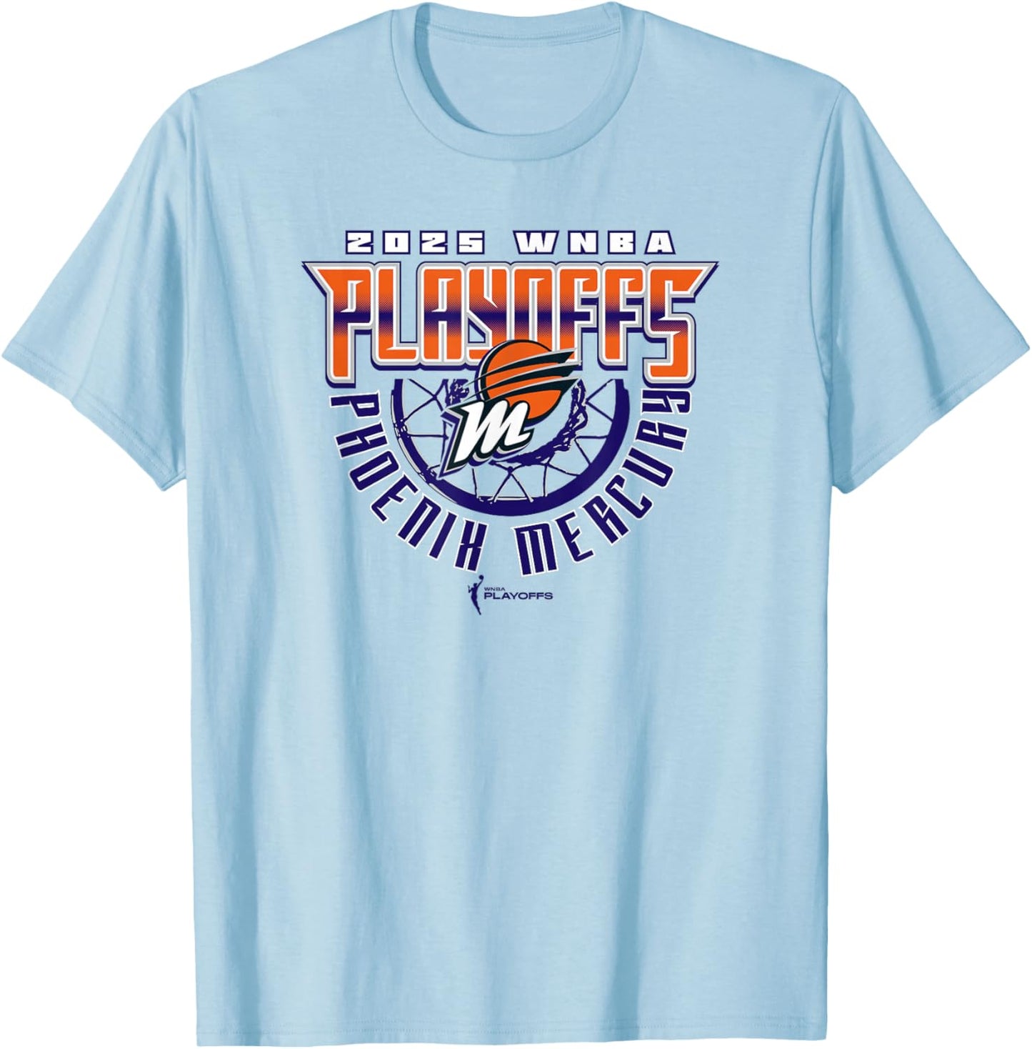 WNBA Official Phoenix Mercury 2025 Playoffs Above The Rim T-Shirt - T-Shirt | Light Blue
