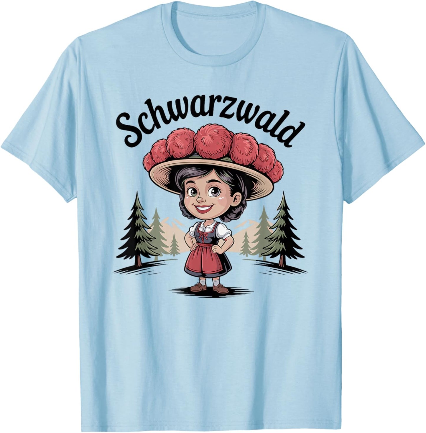Schwarzwald Mädchen Bollenhut Berge Wald Natur T-Shirt - T-Shirt | Light Blue