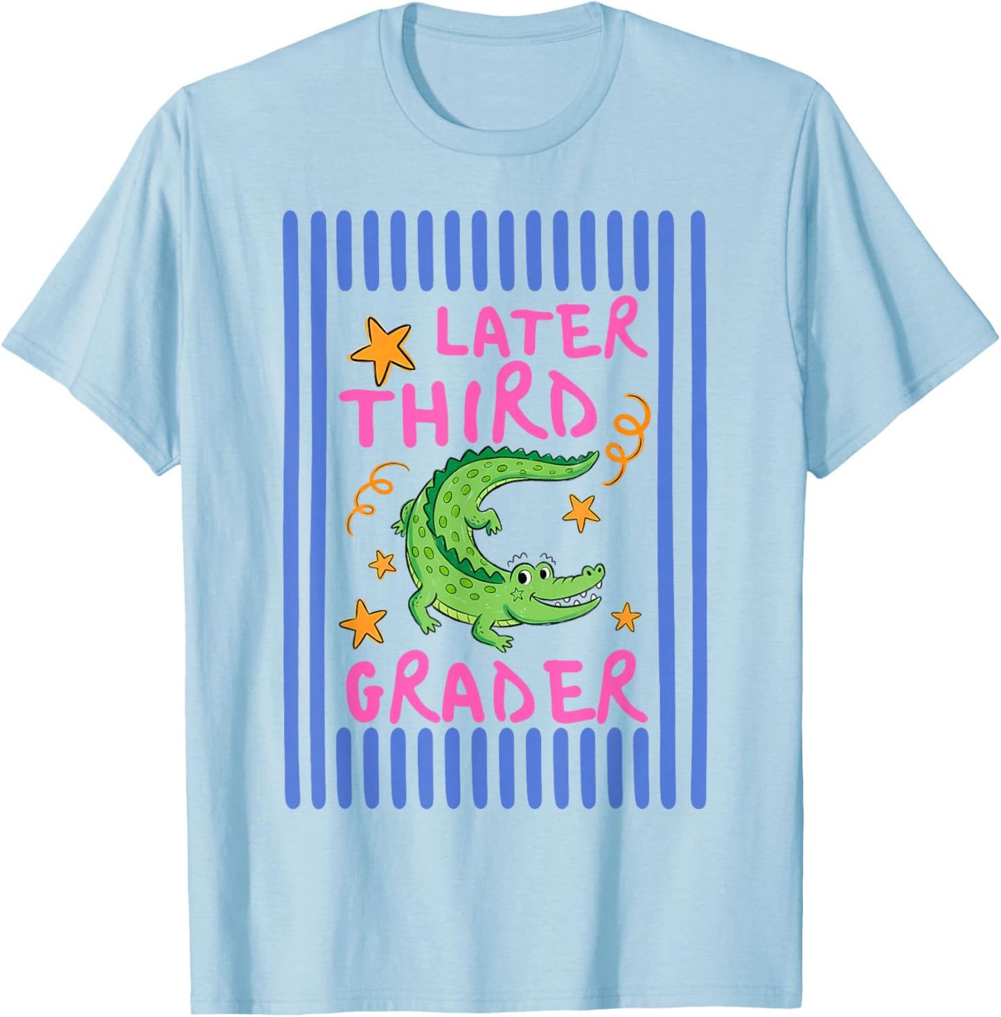 Later Third Grader Cute Alligator Later Gator Teacher Kids T-Shirt - T-Shirt | Light Blue