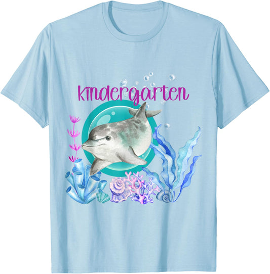 Kindergarten Teacher Dolphin Ocean Life Teaching Team Spirit T-Shirt - T-Shirt | Light Blue