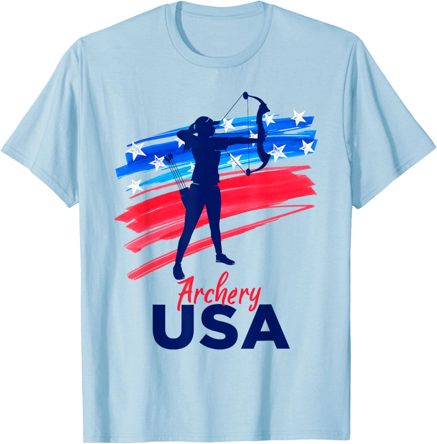 Archery Support the Team Player USA Flag Archer T-Shirt - T-Shirt | Light Blue