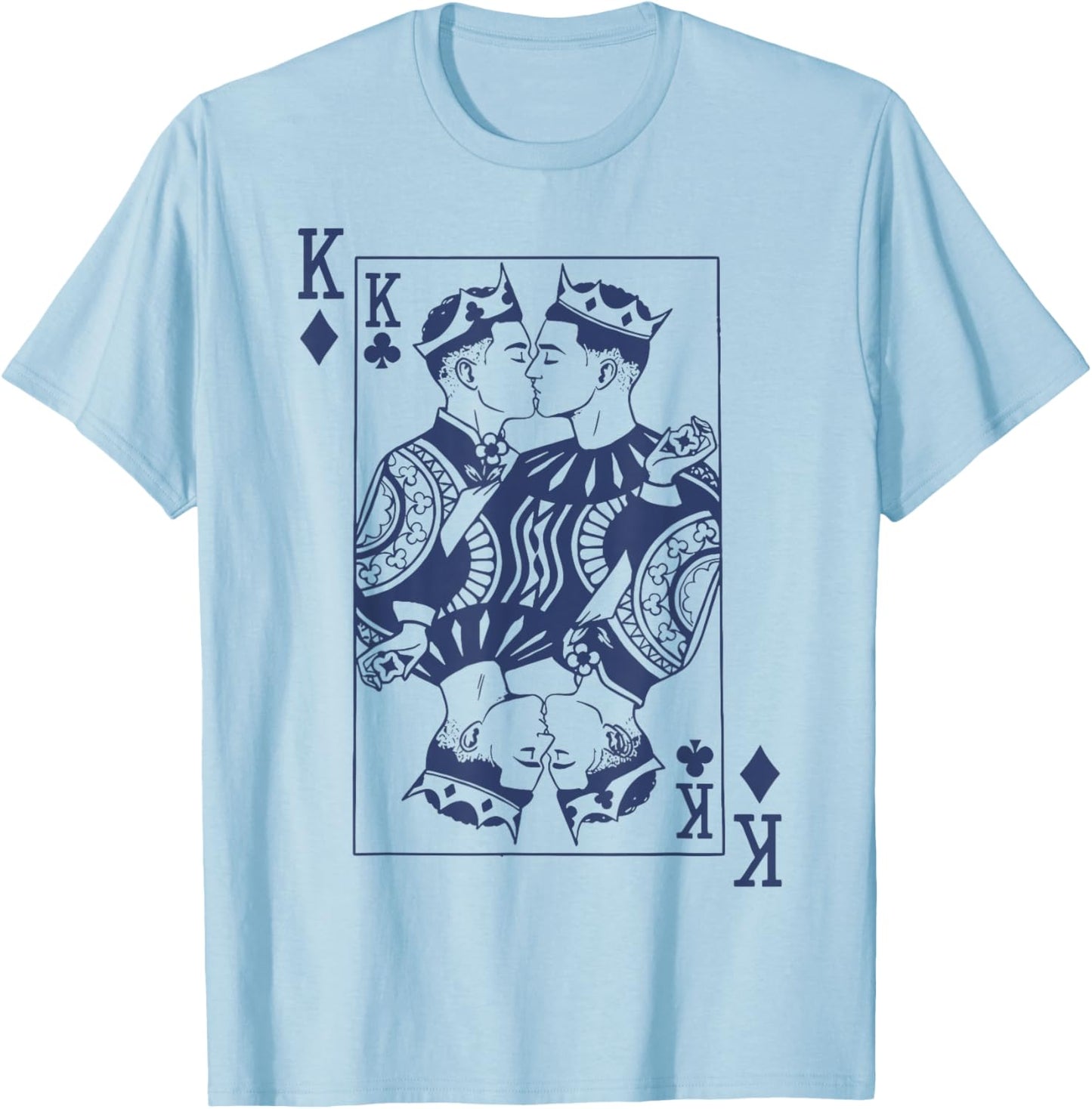 King of Hearts Gay Couple Playing Cards LGBTQ Pride Month T-Shirt - T-Shirt | Light Blue