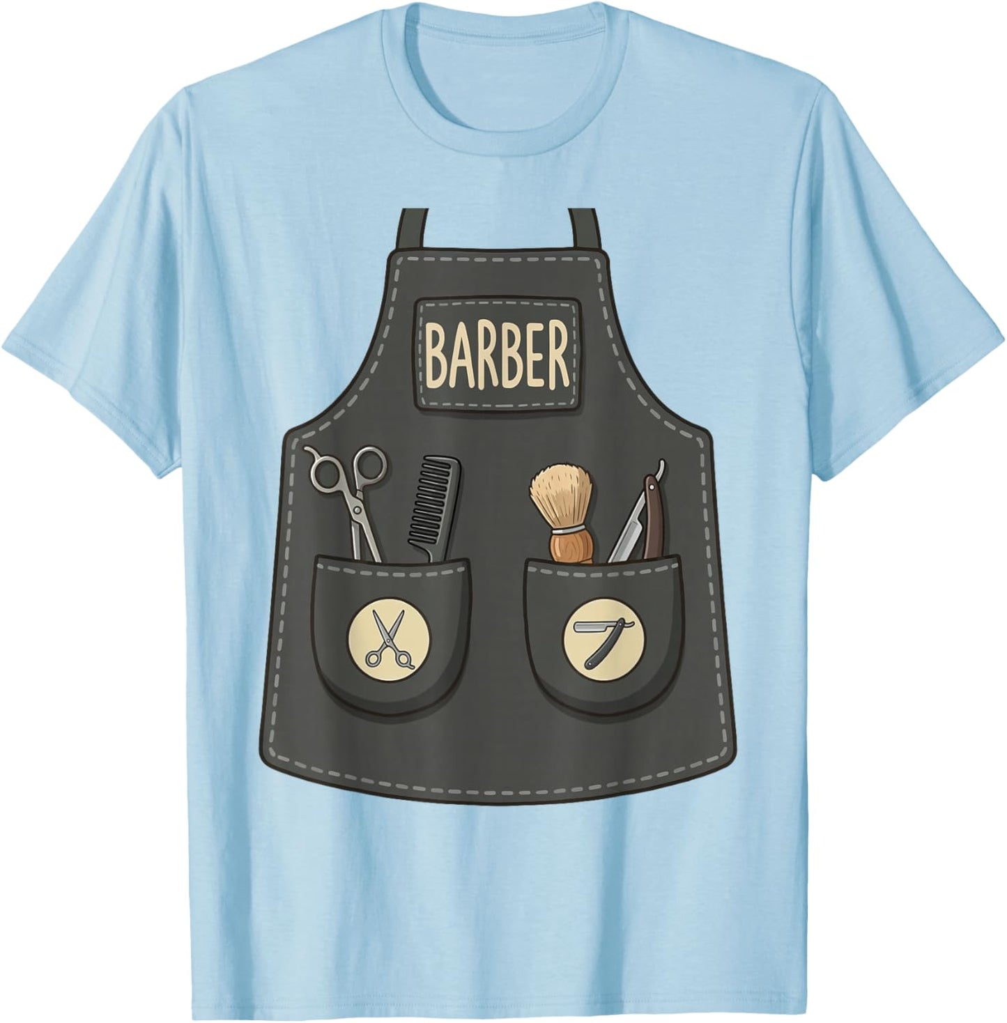Barber Hair Stylist Funny Cool Apron Barbershop Costume T-Shirt - T-Shirt | Light Blue
