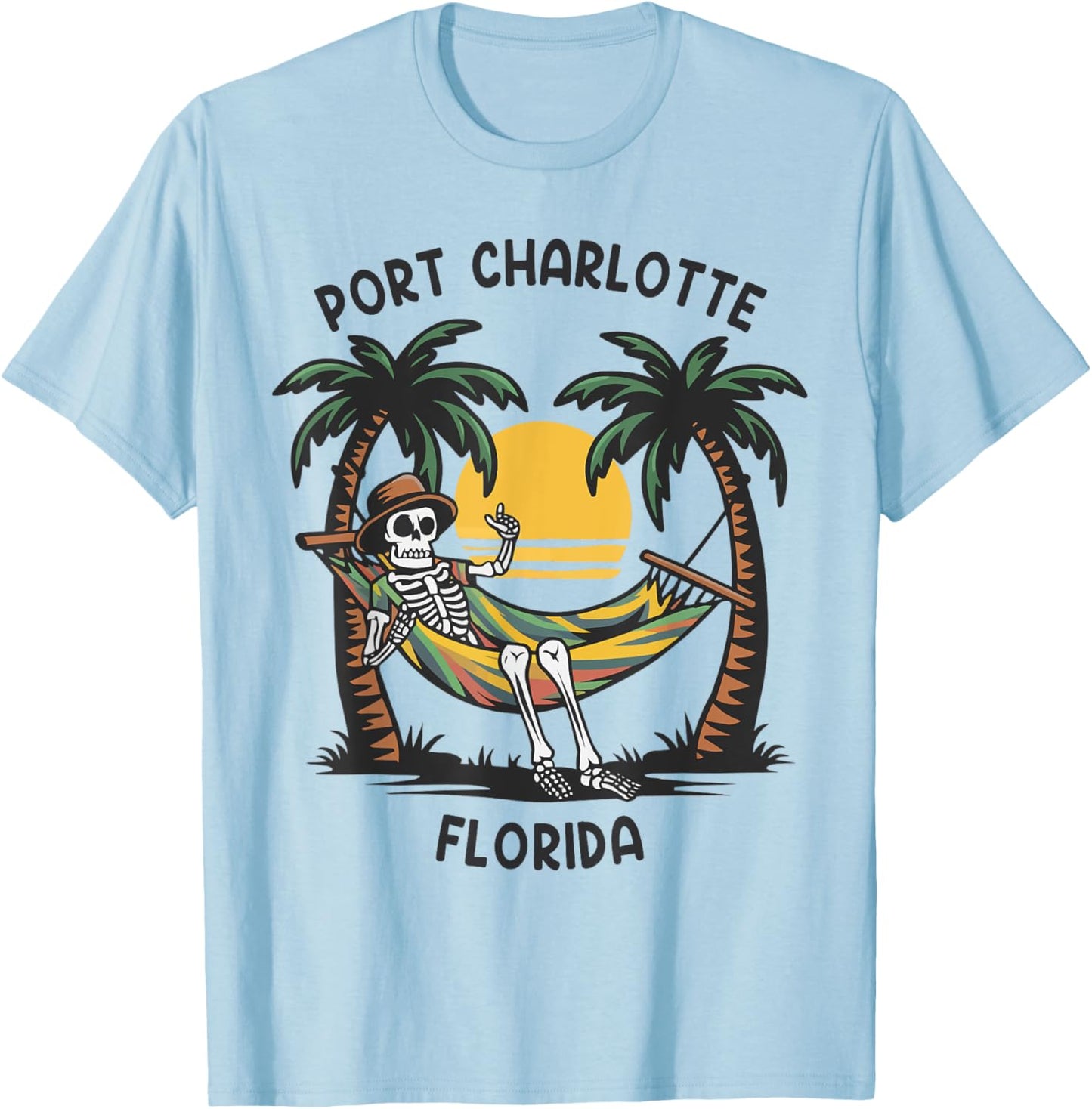 Vintage Port Charlotte Florida Palms FL Sunset Funny T-Shirt - T-Shirt | Light Blue