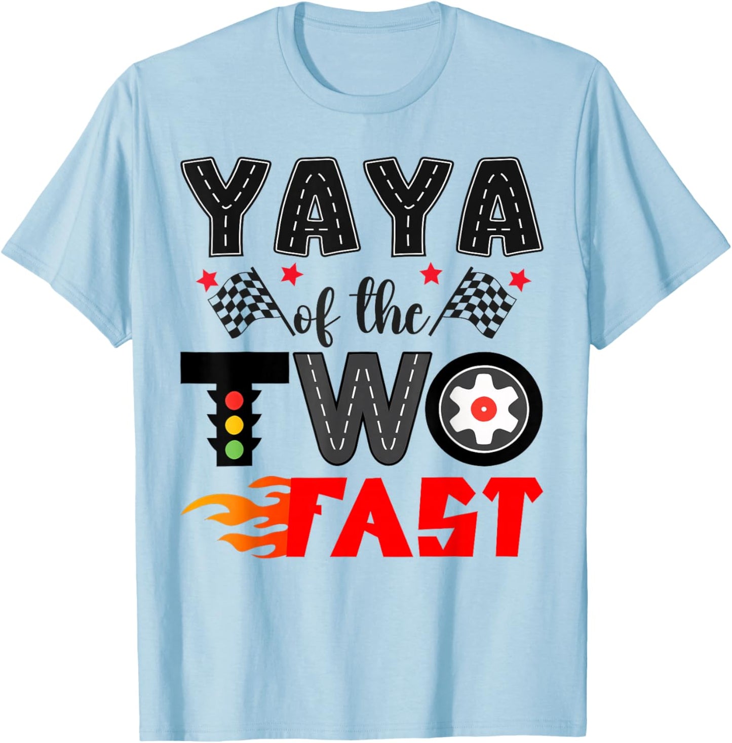 Yaya of The Two Fast Racing Car 2Nd Birthday Boy T-Shirt - T-Shirt | Light Blue