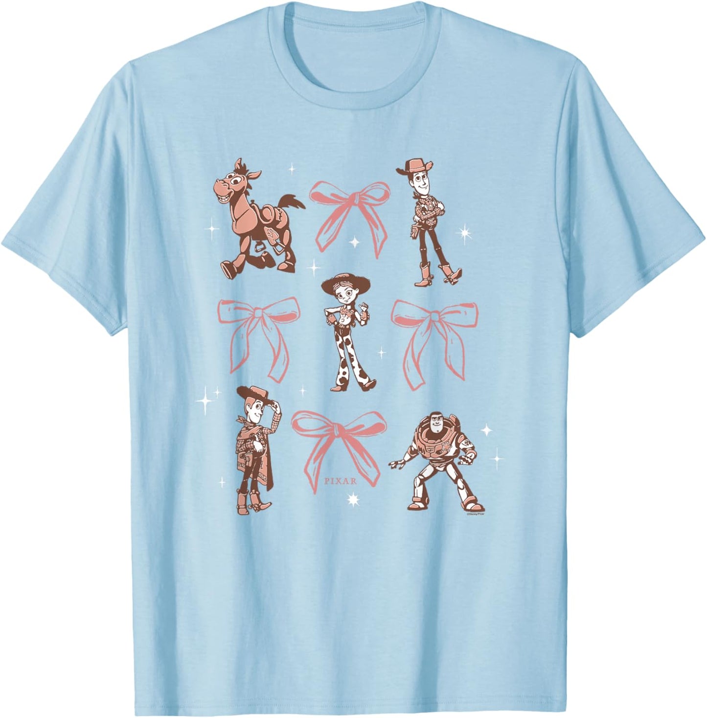 Disney Pixar Toy Story 5 Pink Coquette Bows T-Shirt - T-Shirt | Light Blue