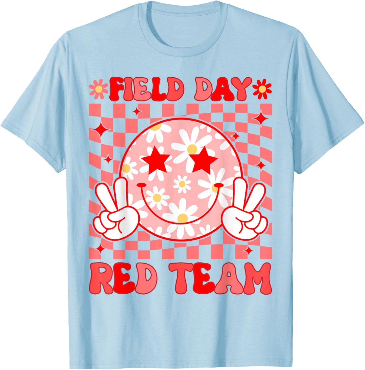 Field Day Red Team Teacher Kids Retro Groovy Field Day 2026 T-Shirt - T-Shirt | Light Blue