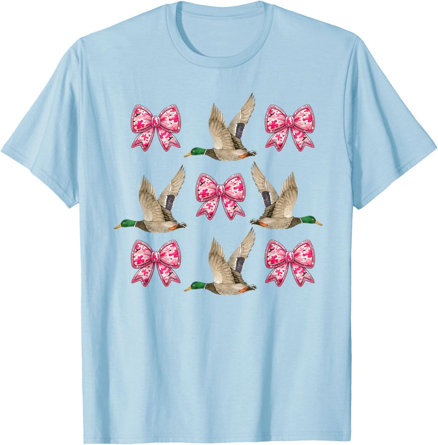 Mallard Duck Camouflage pink Camo Bow Duck Hunting Women T-Shirt - T-Shirt | Light Blue
